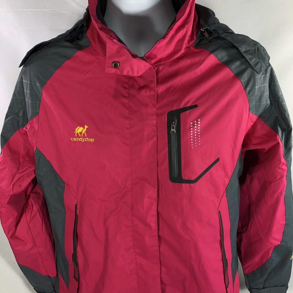 Outdoor Diamond Candy Fashion Womens Hiking Jacket Full Zip Pink Gray Medium